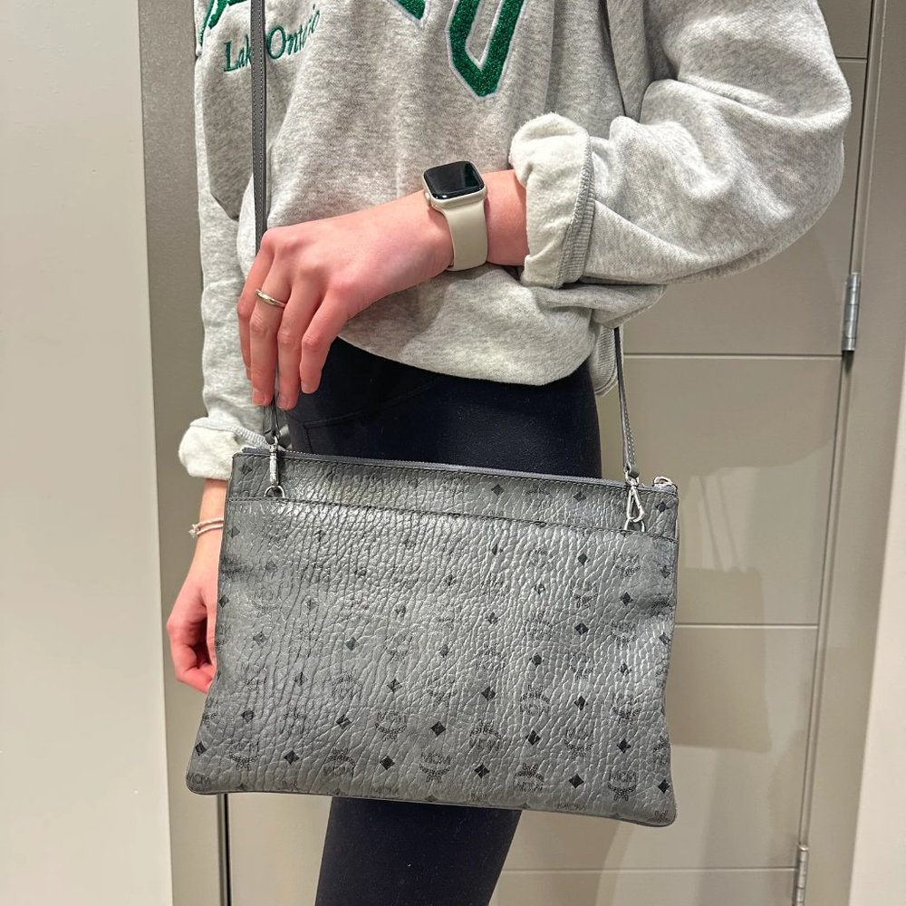 MCM Grey Visetos Crossbody